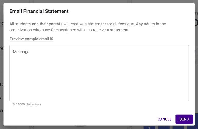 Financial Statement - Send to all students and parents Financial Statement - Send to all students and parents