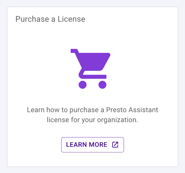 Dashboard - Purchase a Presto license Dashboard - Purchase a Presto license
