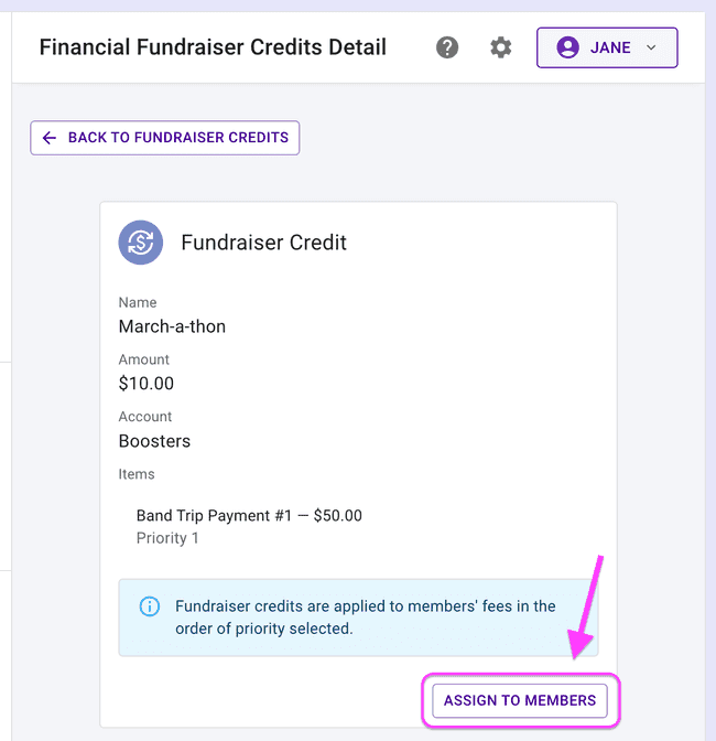 Fundraiser credit - Assign to members Fundraiser credit - Assign to members