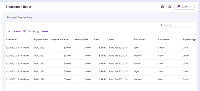 Finances - Transaction Report Finances - Transaction Report