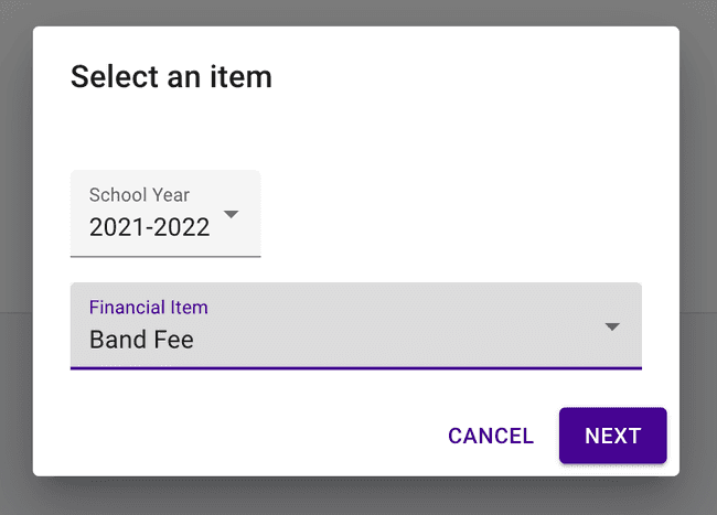 Payment by Item - Select an Item Payment by Item - Select an Item