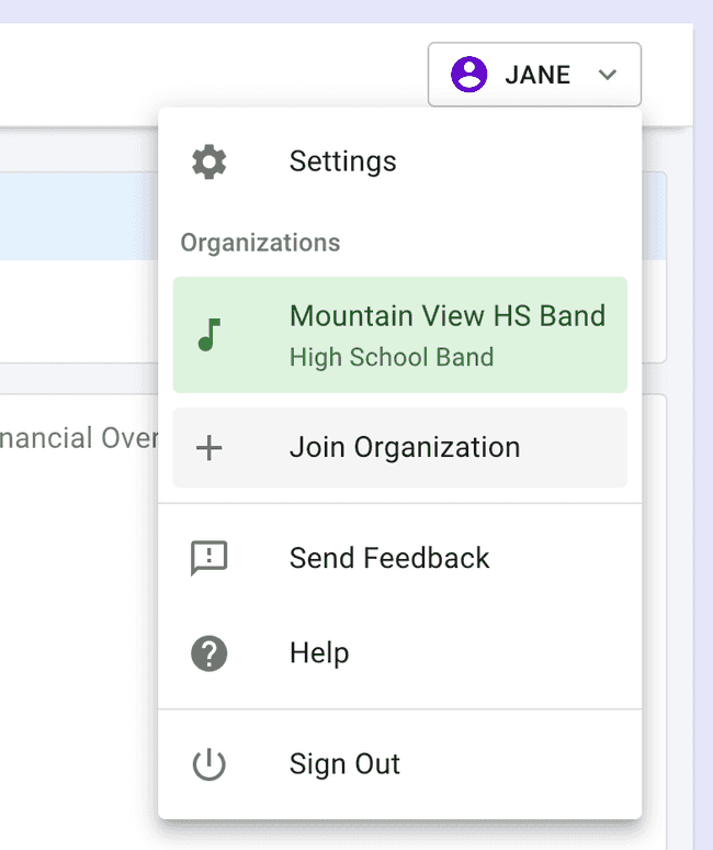 Profile Menu - Join Organization Profile Menu - Join Organization