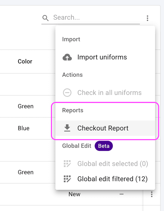Generate a student uniform checkout report Generate a student uniform checkout report