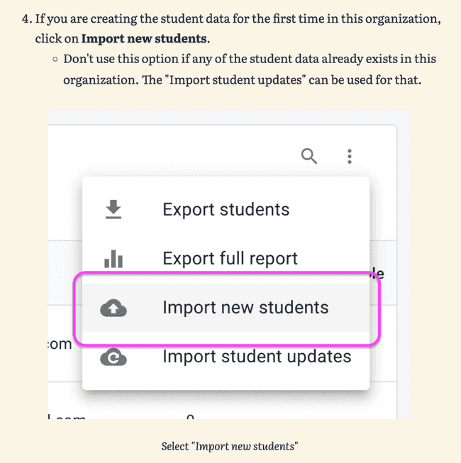 Support site — Image with hot pink guides in the import students support article Support site — Image with hot pink guides in the import students support article