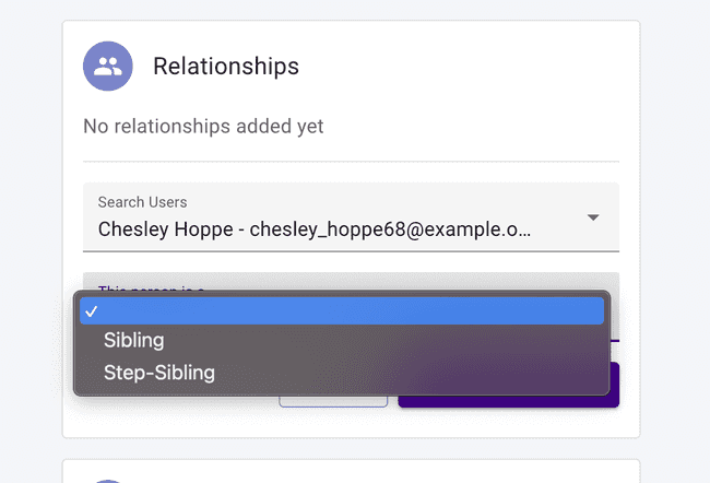 Student details - Add student relationship to a student member Student details - Add student relationship to a student member