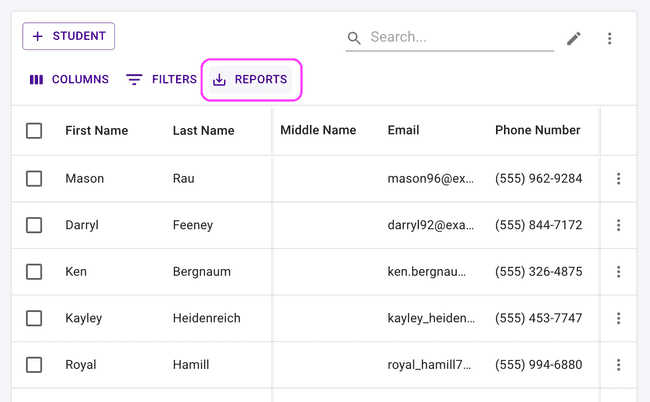 The Reports button will export any data currently showing The Reports button will export any data currently showing