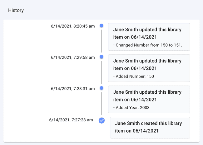 Library Item History Library Item History