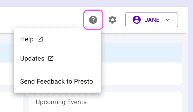 Help menu Help menu