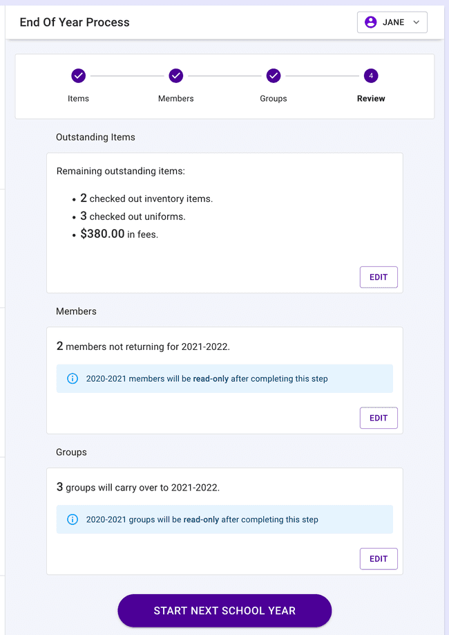Review the data you are bringing into next year. Review the data you are bringing into next year