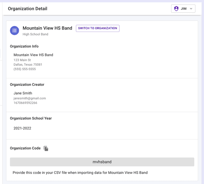 District Organization view — More organization data District Organization view — More organization data
