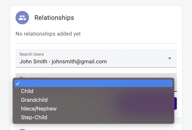 Parent details - Add student relationship to a parent member Parent details - Add student relationship to a parent member