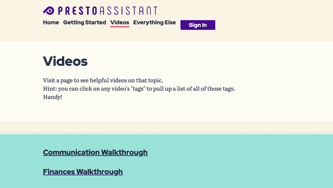 Support site - Videos page Support site - Videos page