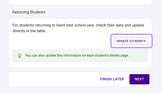 End of Year Members step - Update data for returning students End of Year Members step - Update data for returning students