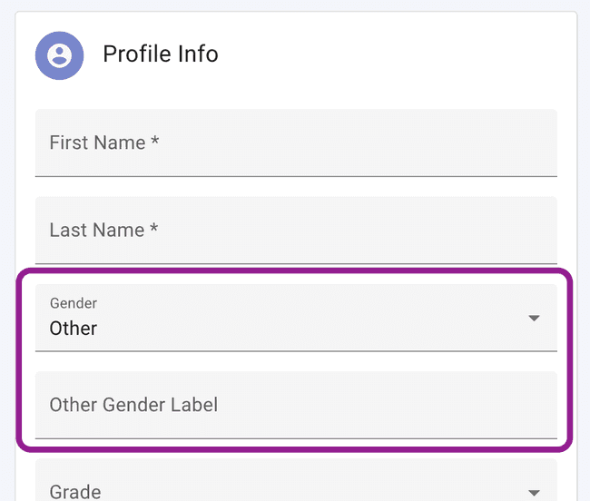 Add Student form - Other gender field Add Student form - Other gender field