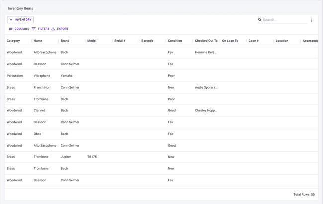 Inventory table - More data columns Inventory table - More data columns