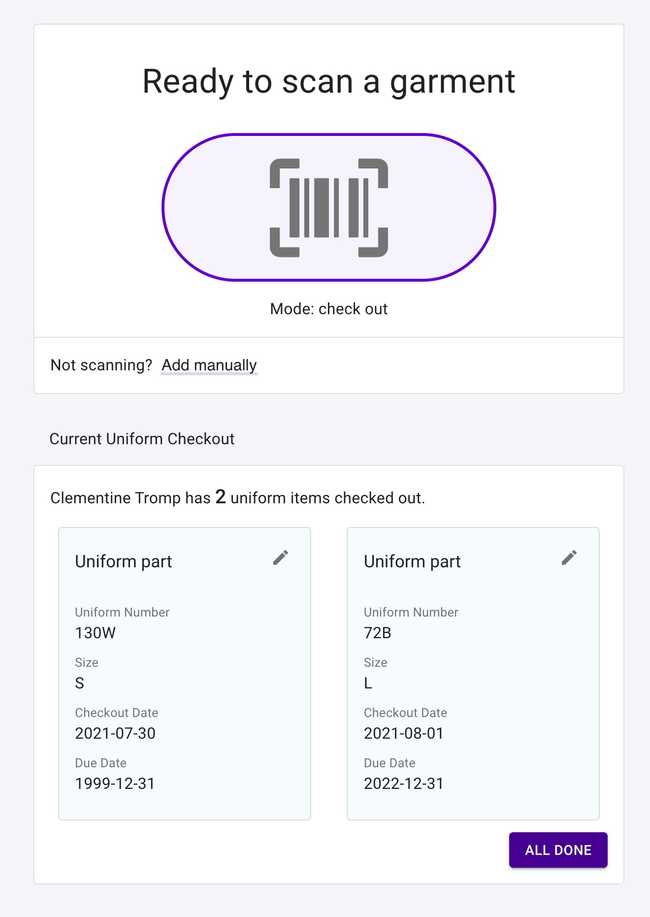 Uniform checkout - Scan barcode page Uniform checkout - Scan barcode page