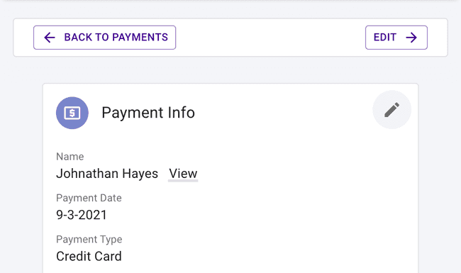 Financial Payment Details - New edit button Financial Payment Details - New edit button