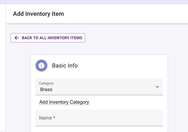 Inventory Form - Add inventory category Inventory Form - Add inventory category