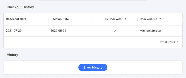 Inventory Item details - Inventory Checkout history Inventory Item details - Inventory Checkout history
