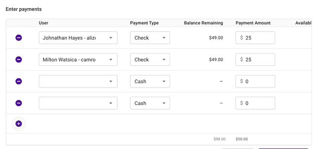 Payment by Item - Add extra rows Payment by Item - Add extra rows